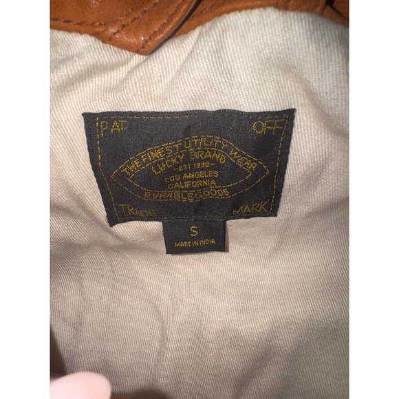 Lucky Brand Leather Utility Jacket Womens Cognac Brown Distressed Field S - Picture 7 of 9